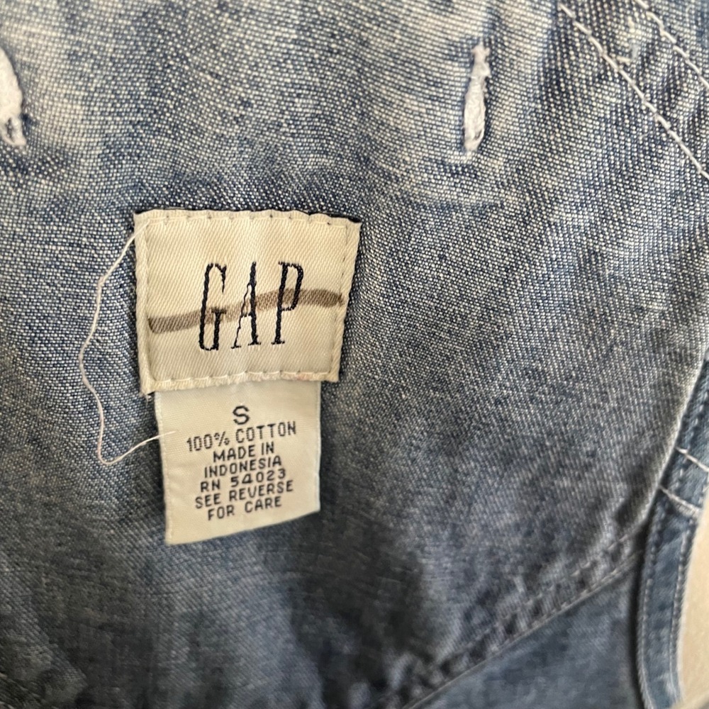Gap Blue Denim Shortalls Medium Wash 100% Cotton Carpenter Overalls‎ Size Small - Picture 3 of 8
